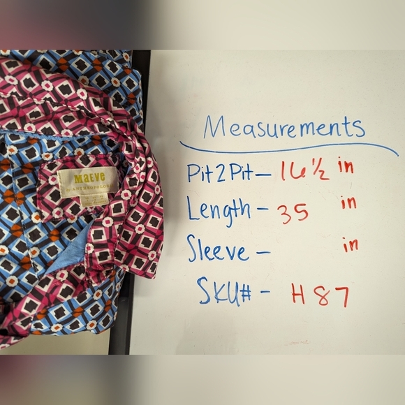 Anthropologie Maeve sz.6 Buckley Mini Dress  Button Front Pockets Geometric Boho - Picture 15 of 15